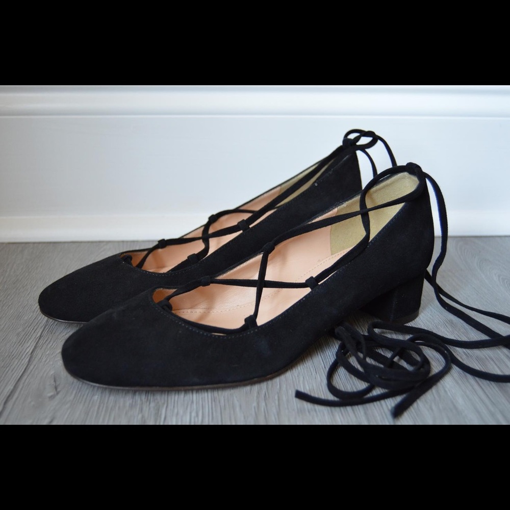 J.Crew Ballerina Lace Up Suede Block Heel